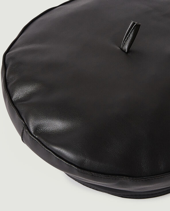 Béret en simili cuir noir - Pimkie