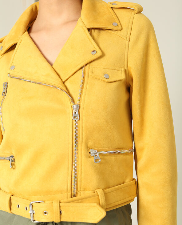 Veste biker suédine camel - Pimkie