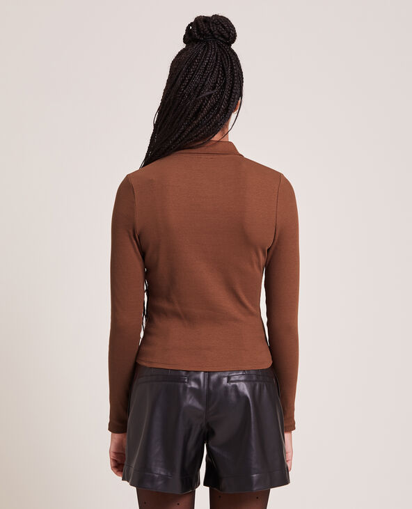 Top manches longues col polo orange - Pimkie
