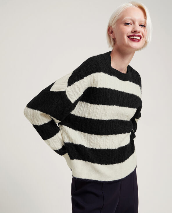 Pull en maille torsadée noir - Pimkie