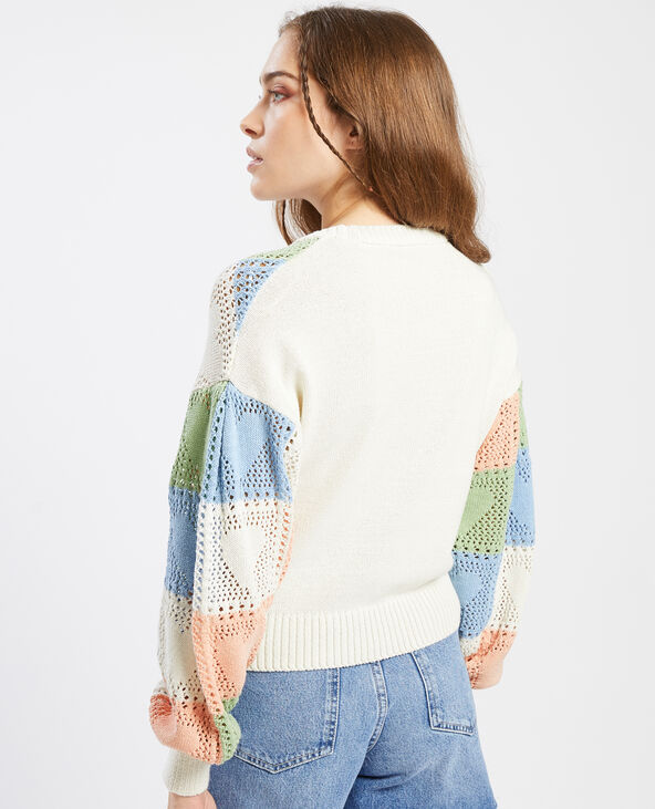 Pull maille fantaisie cœurs blanc - Pimkie