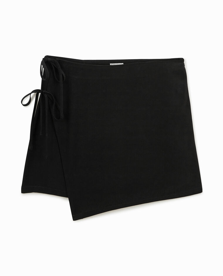 Jupe-short porte-feuille avec nouettes noir - Pimkie