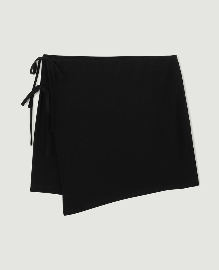 Jupe-short porte-feuille avec nouettes noir - Pimkie