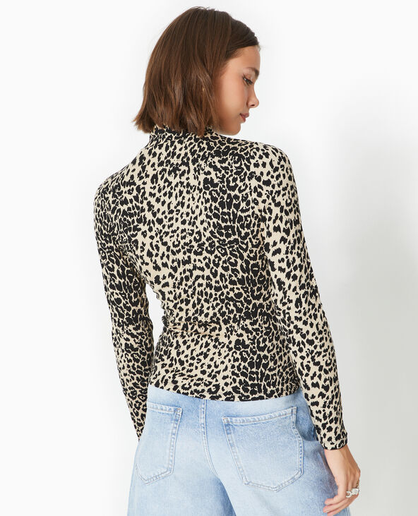 Top manches longues col montant motif léopard marron - Pimkie