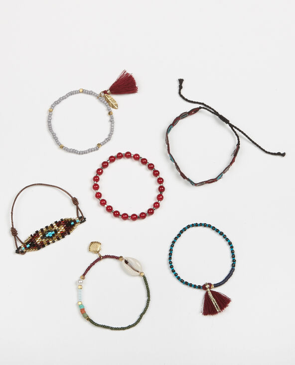 Lot de 6 bracelets bordeaux - Pimkie