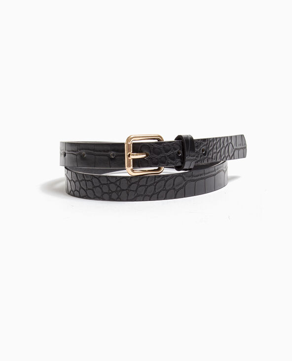 Ceinture fine effet croco noir - Pimkie
