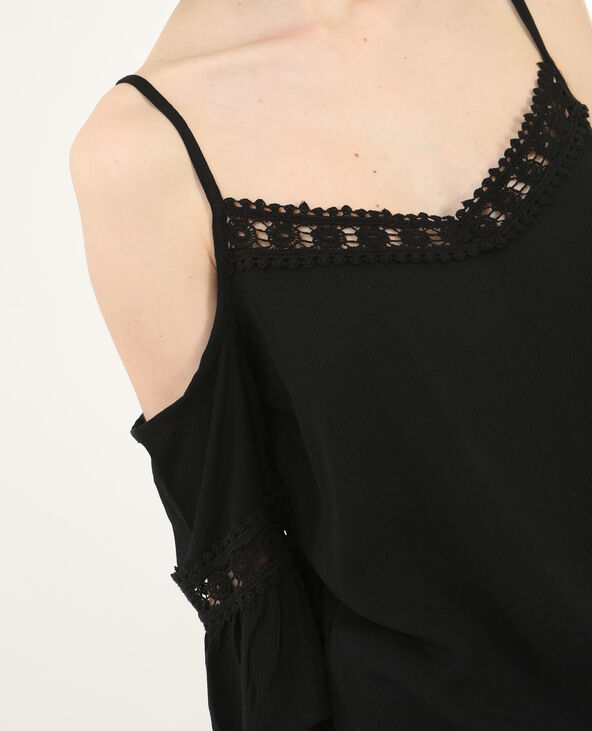 Top à manches peekaboo noir - Pimkie