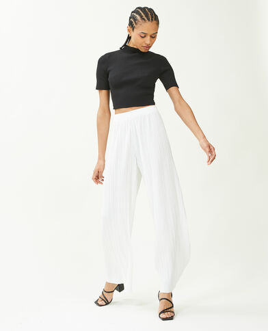 Pantalon large maille plissée blanc - Pimkie