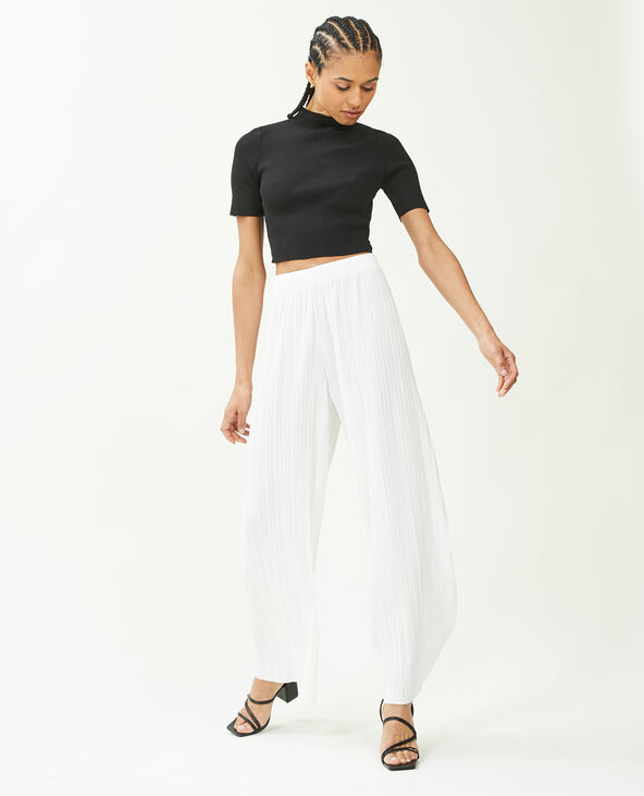 Pantalon large maille plissee