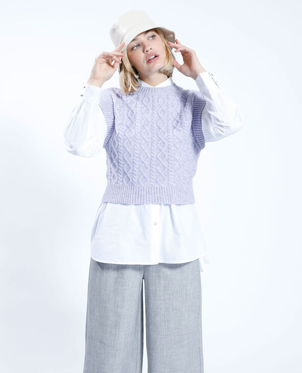 Pull cropped maille torsadé lilas - Pimkie