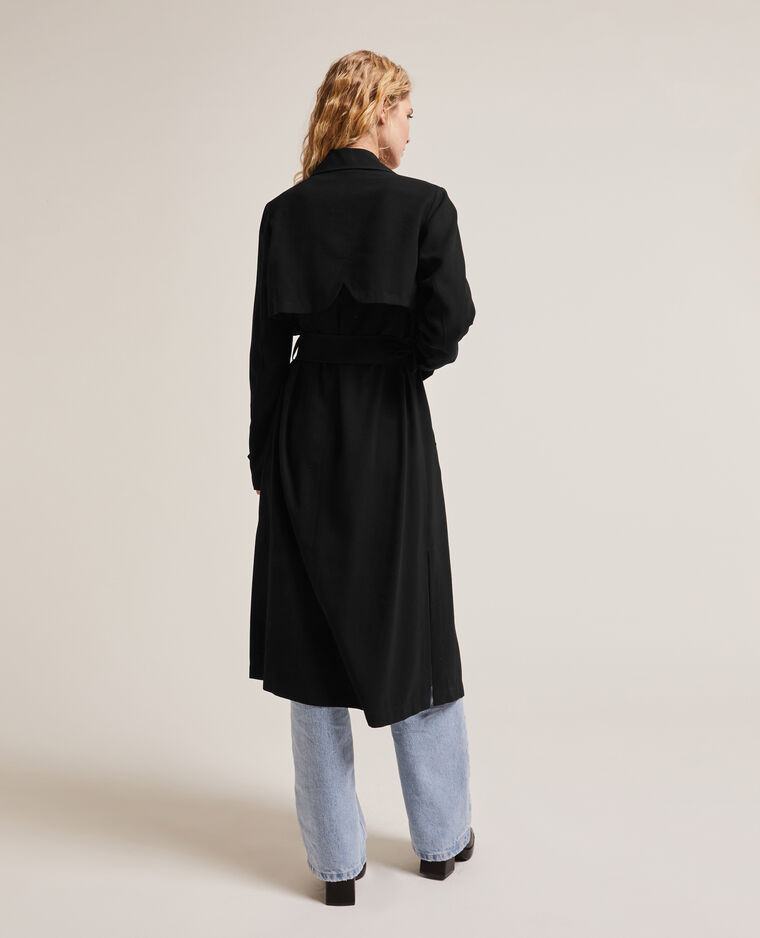 Trench long en tissu fluide noir - Pimkie