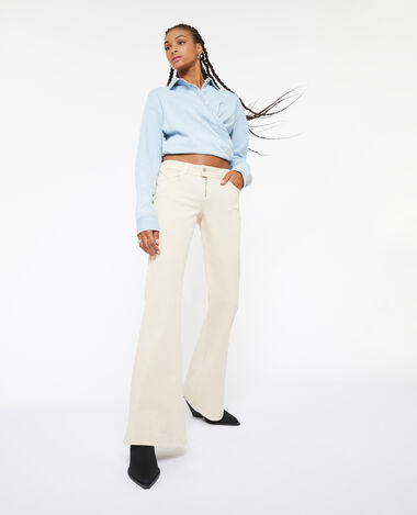 Jean flare bootcut taille basse zip apparent beige - Pimkie