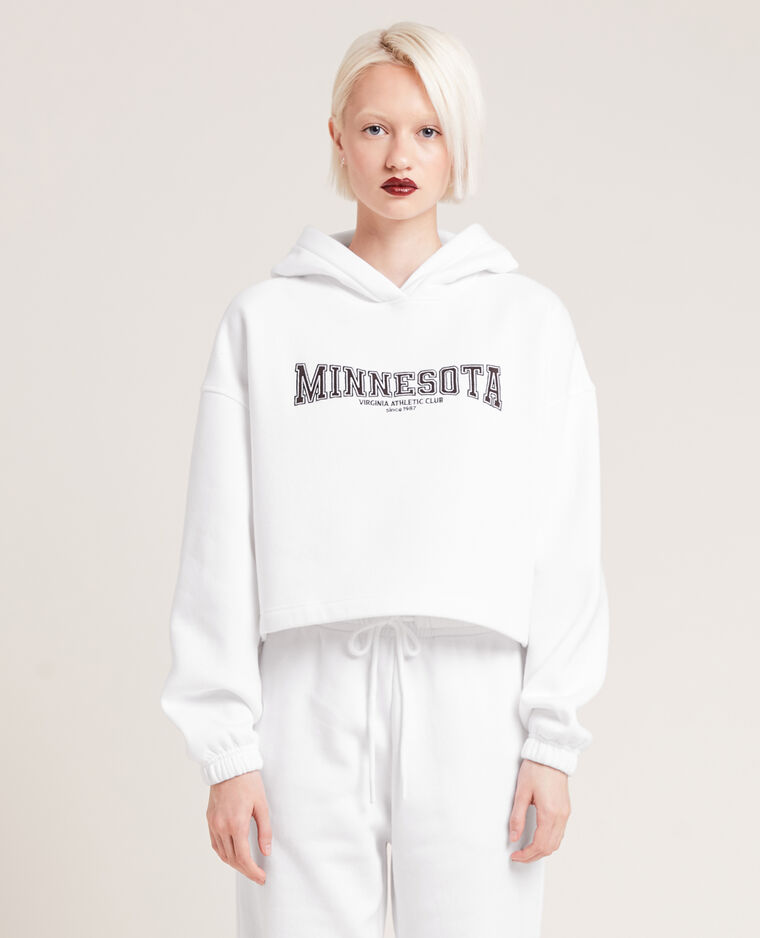 Sweat en molleton cropped blanc - Pimkie