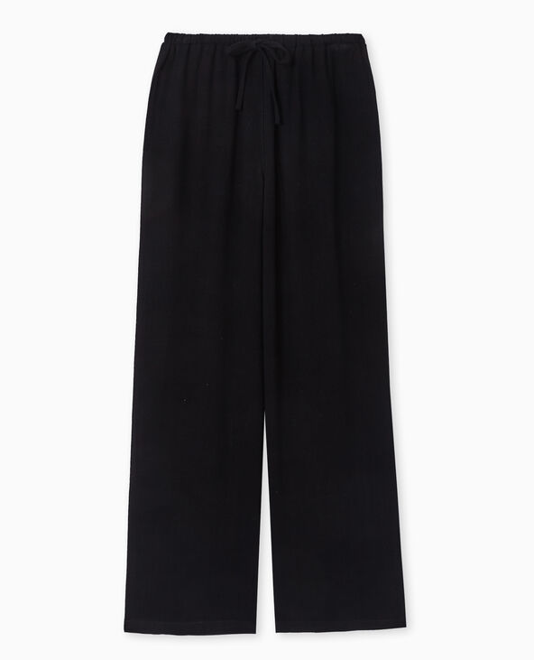 Pantalon large et droit avec taille élastiquée noir - Pimkie