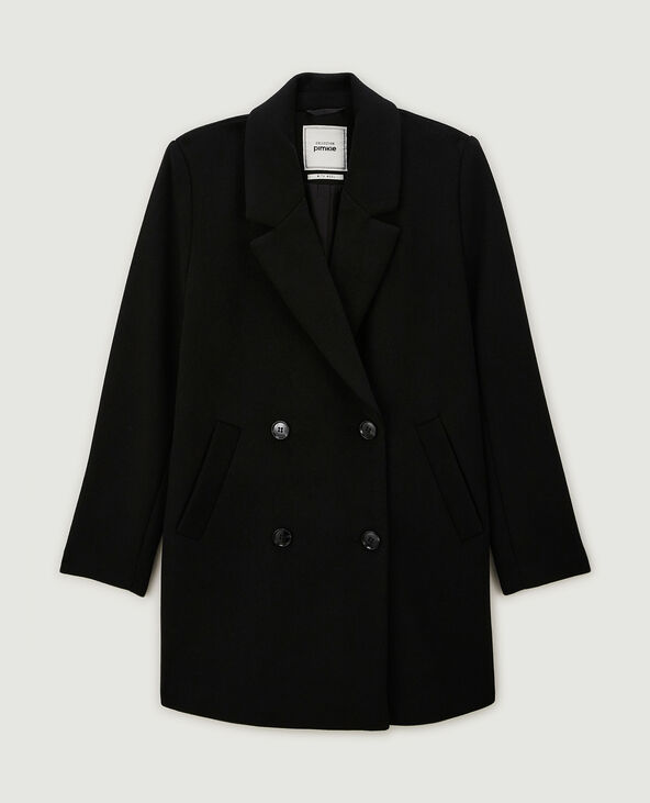 Manteau court drap de laine noir - Pimkie