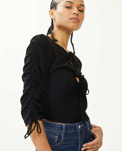 Top avec liens coulissants noir - Pimkie