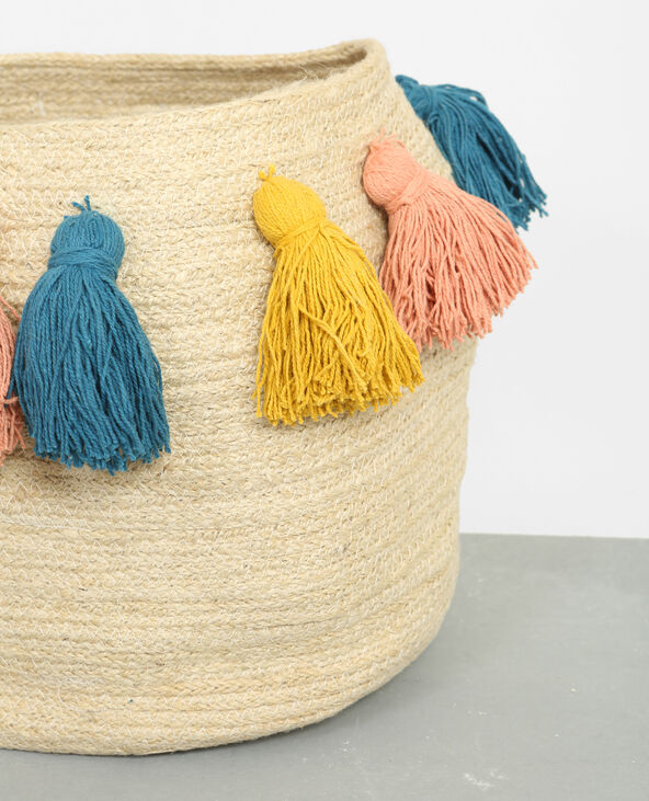 Panier en jute à pompons jaune - Pimkie