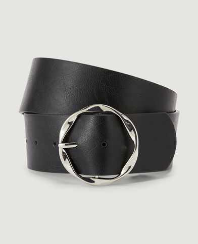 Ceinture large boucle ronde noir - Pimkie