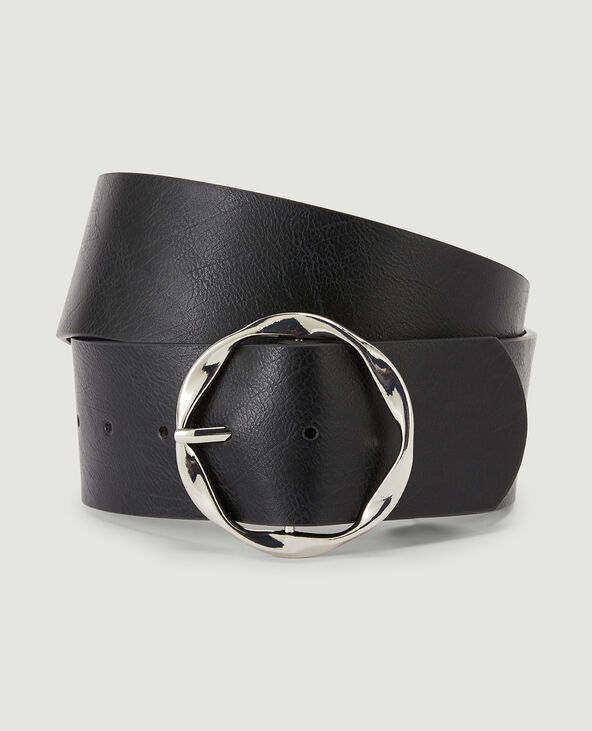 Ceinture large boucle ronde noir - Pimkie