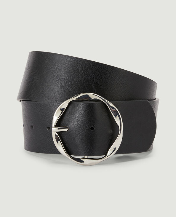 Ceinture large boucle ronde noir - Pimkie