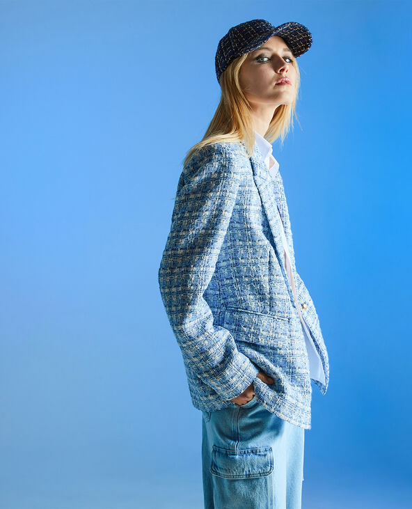 Veste blazer en tweed bleu - Pimkie