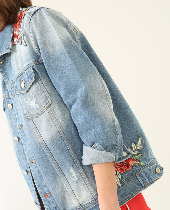Veste denim à patchs bleu - Pimkie