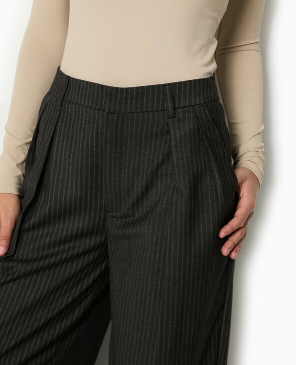 Pantalon city large à rayures avec pinces  gris - Pimkie