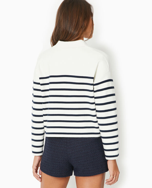 Pull avec col en maille rayée blanc - Pimkie