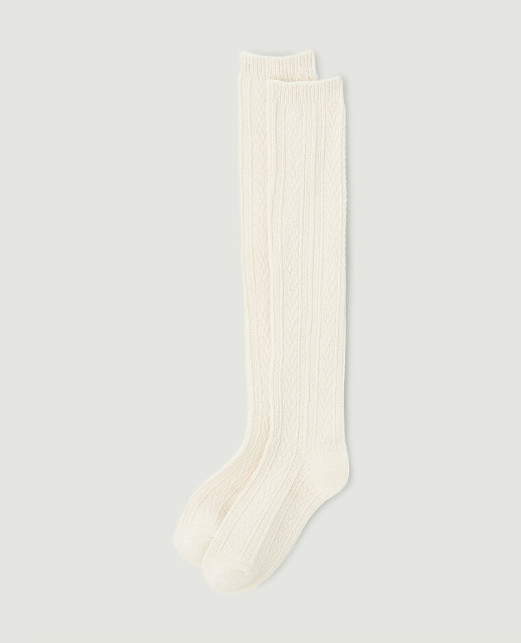 Chaussettes hautes maille fantaisie blanc cassé - Pimkie
