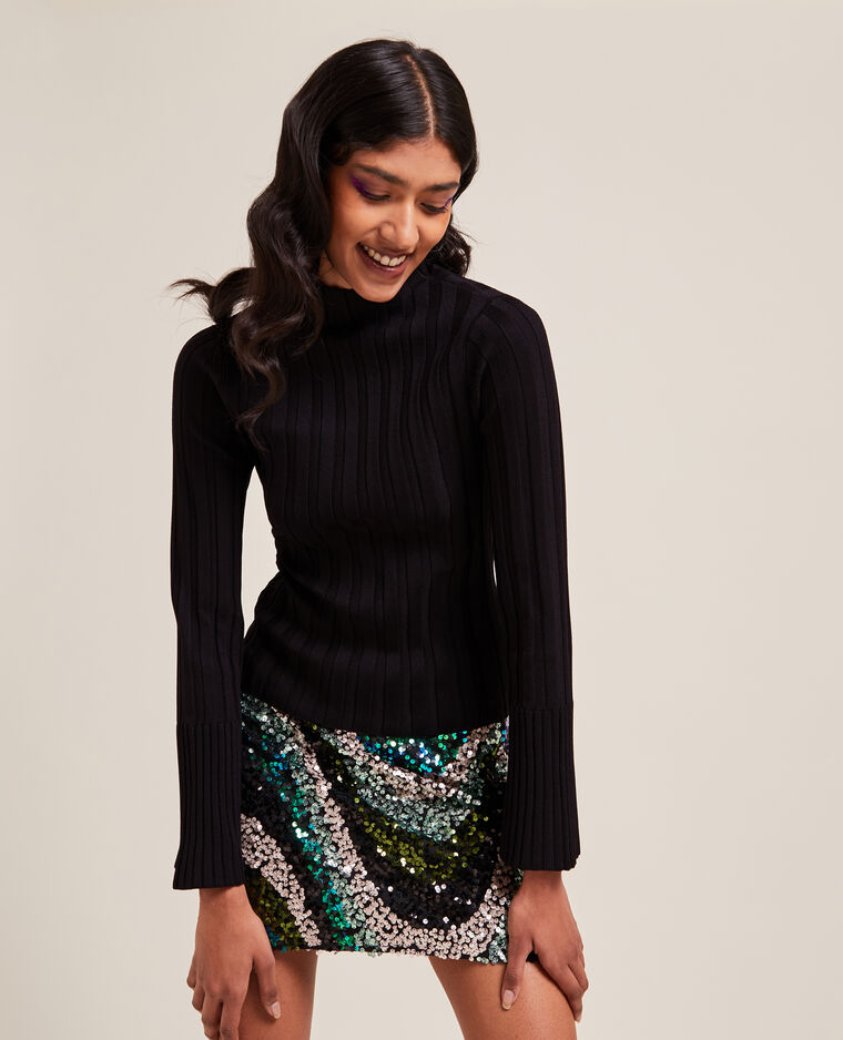 Pull fin en maille côtelée noir - Pimkie