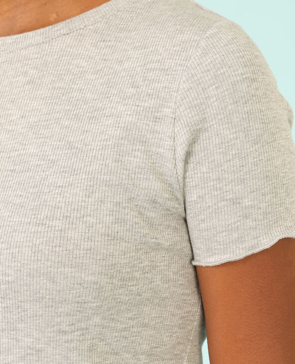 T-shirt finitions bourdons gris chiné - Pimkie