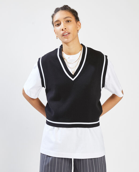 Pull sans manches col V noir - Pimkie