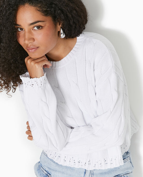 Pull en maille torsadée et déjaugée blanc - Pimkie