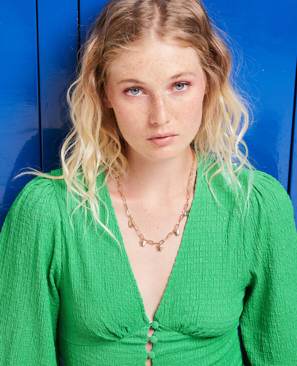 Blouse boutonnée en tissu texturé vert - Pimkie