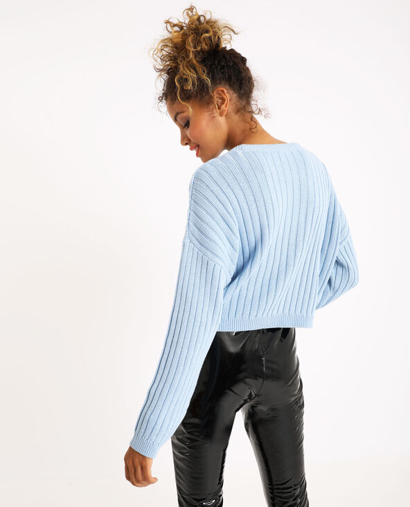 Pull torsadé bleu clair - Pimkie
