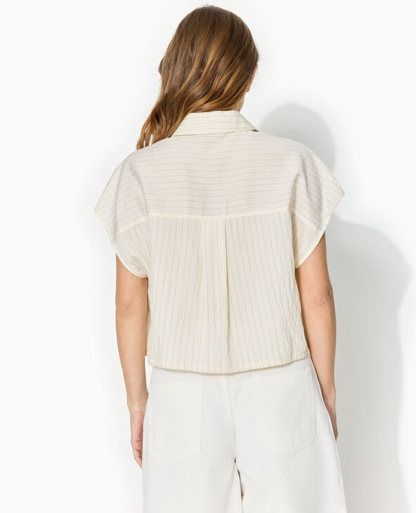 Chemise courte sans manches avec fines rayures écru - Pimkie
