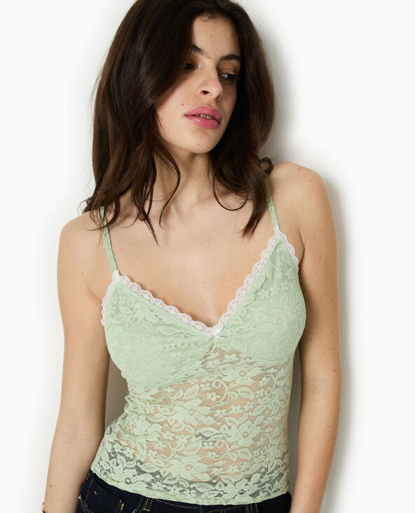 Caraco en dentelle vert de gris - Pimkie