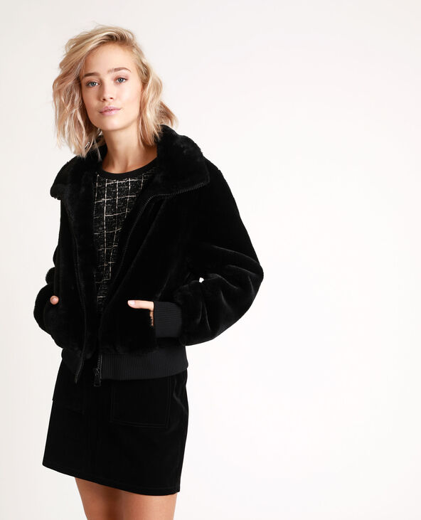 Veste bomber en fausse fourrure noir - Pimkie