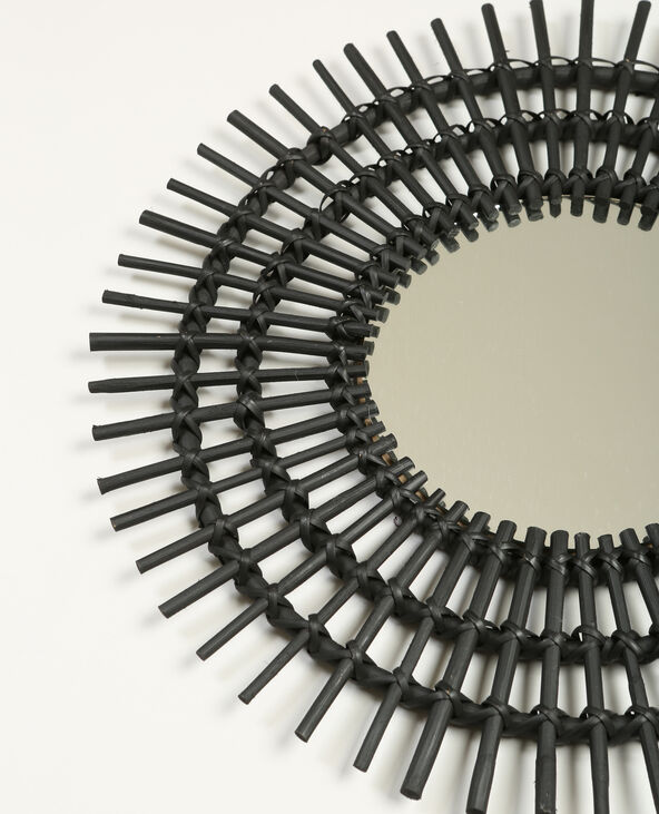 Miroir soleil en rotin noir - Pimkie