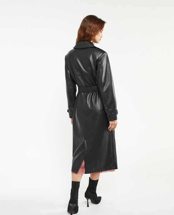 Trench long en simili noir - Pimkie