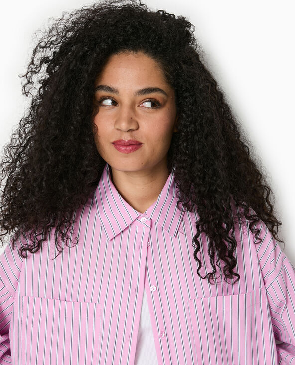 Chemise oversize rayée avec poches Rose poudré - Pimkie