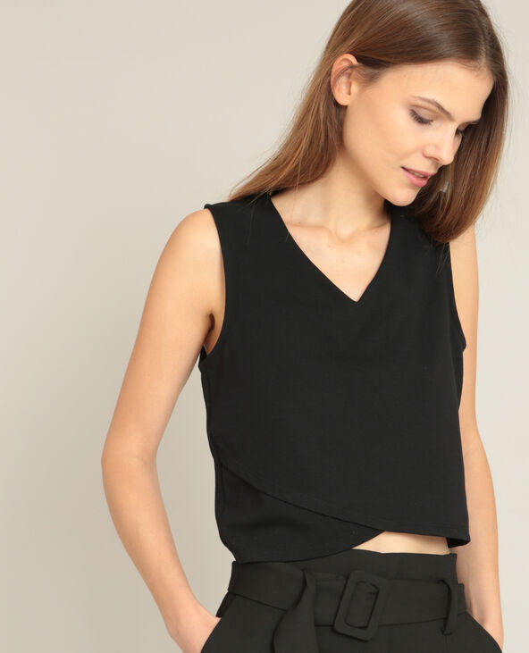 Cropped top col V noir - Pimkie