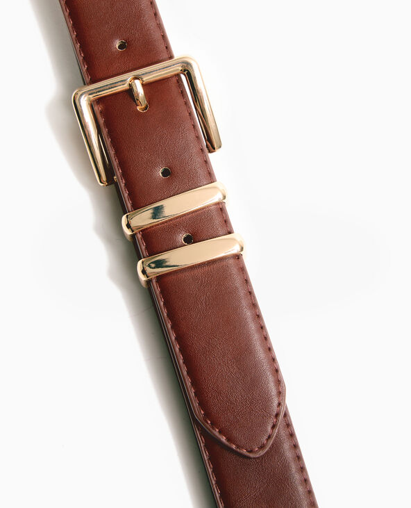 Ceinture en simili cuir avec boucle dorée marron - Pimkie