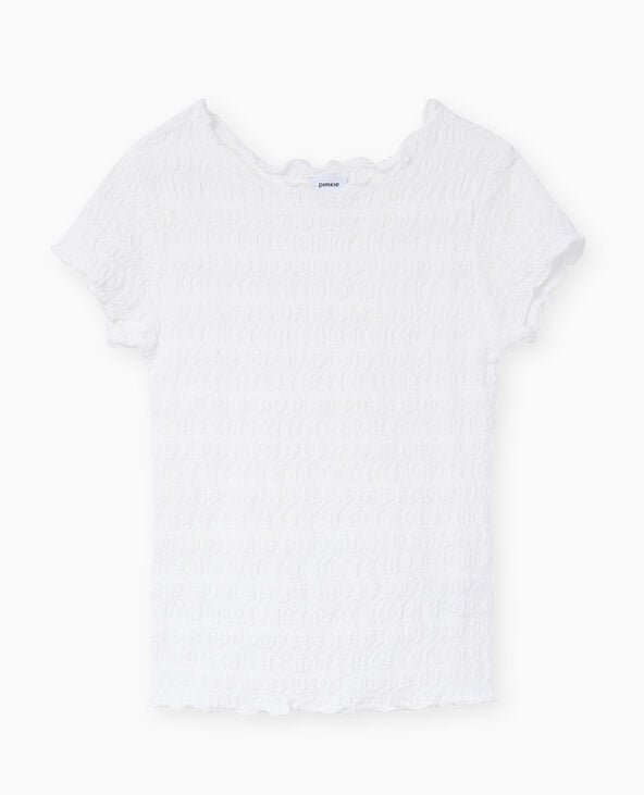 T-shirt manches courtes en maille reliefée blanc - Pimkie