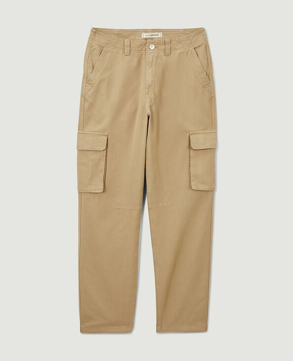 Pantalon droit cargo taille haute camel - Pimkie