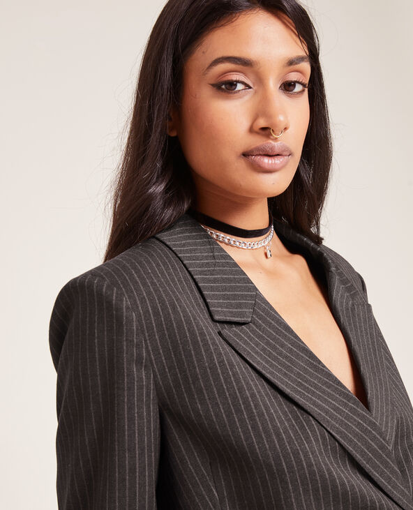 Veste blazer courte avec épaulettes taupe - Pimkie
