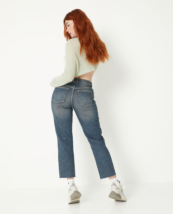 Jean droit taille regular avec bas effilochés vert kaki - Pimkie
