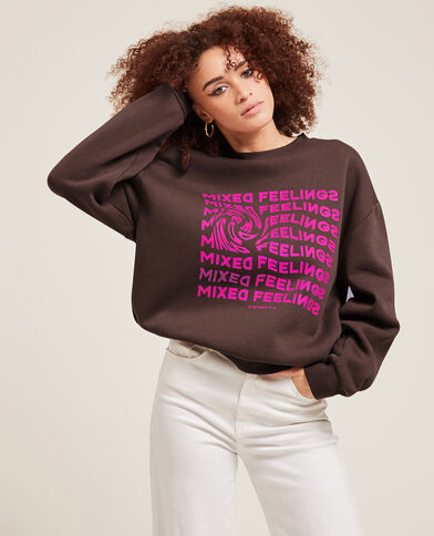 Sweat oversized avec inscription marron - Pimkie