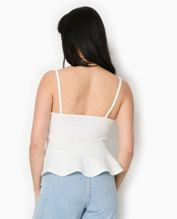 Top peplum à bretelles avec perles blanc - Pimkie