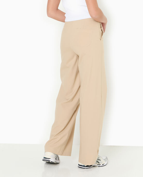 Pantalon large et droit taille haute beige - Pimkie